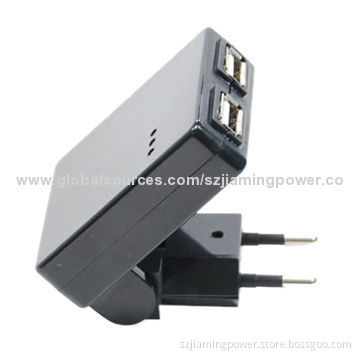 High-performance AC/DC Adapter with Independent Switch, Folding Plug and Dual-USB Interface